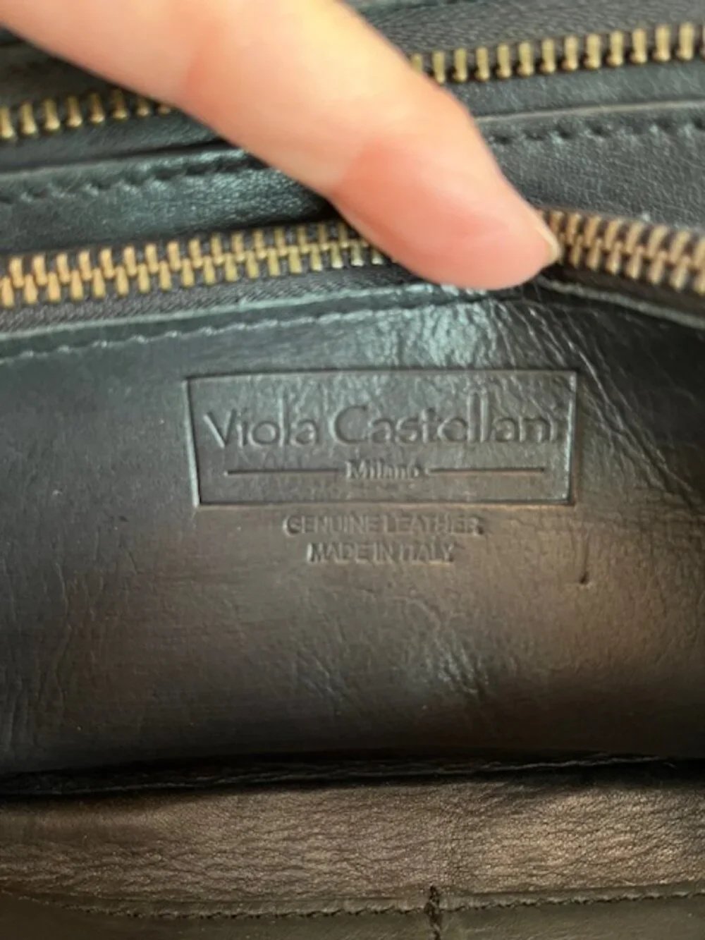 VIOLA CASTELLANI | Black Handwoven Italian Leather Wallet Wristlet Clutch-EUC